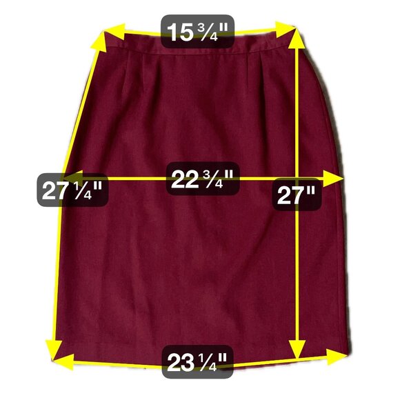 Vintage Burgundy Pencil Skirt Size 16 Worthington USA 1980s Maroon Red Retro - Picture 6 of 6